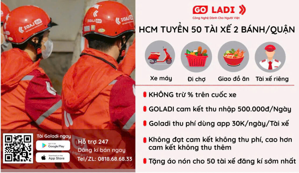 Tuyển dụng 50 tài xế 2 bánh/ Quận – Tại Hồ Chí Minh